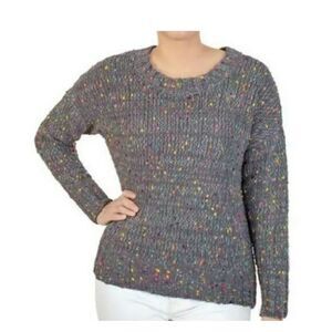 SEVEN 7 Chenille Gray  Popcorn Confetti Crewneck Knit Sweater‎ Size Medium